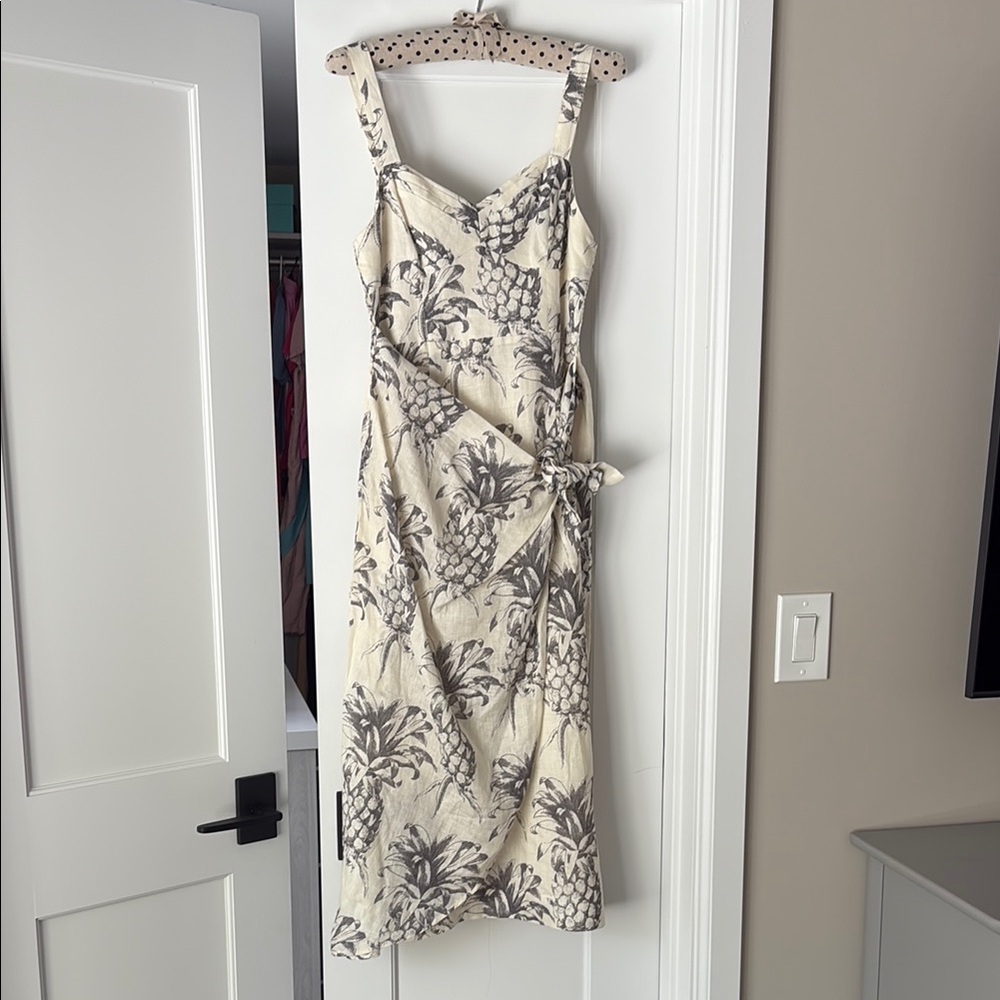 Zimmermann Tan and Cream Linen Midi Sundress